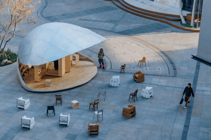 北京這座書亭竟然會「呼吸」!LUO studio 打造可開合的 Shell Book Pavilion