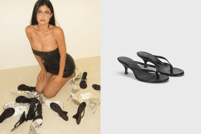 Kylie Jenner for Khy x Gia Borghini 2026 footwear collection featuring metallic chrome Studio Thong