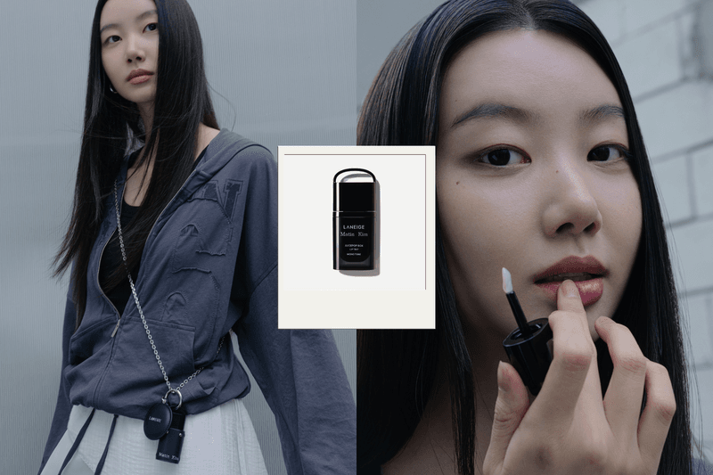 LANEIGE x Matin Kim 2026 limited edition collection featuring black and white packaging and fashion accessories.