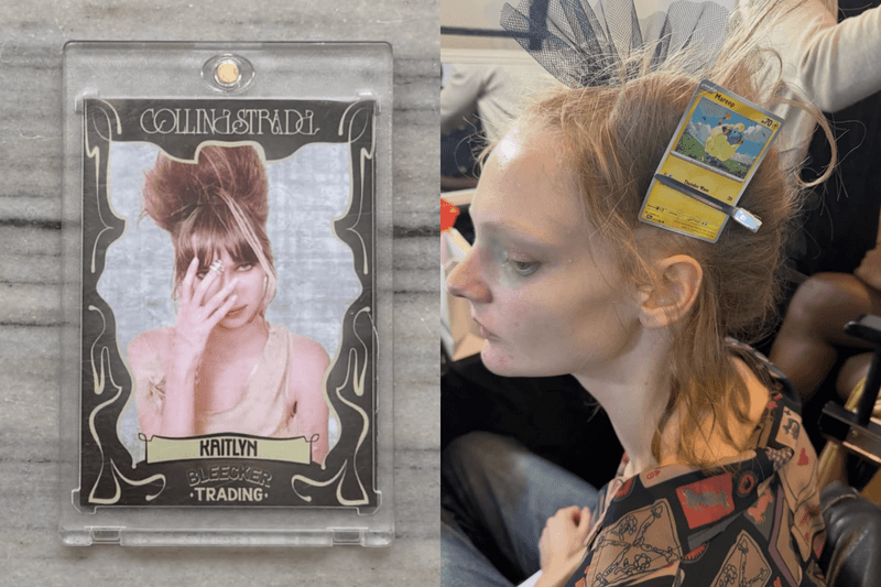 Collina Strada 2027 春夏大秀玩起收藏卡！攜手 Bleecker Trading，為模特兒打造專屬 1-of-1 限量卡牌。 