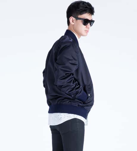 Satin Bomber Jacket - Black/dark blue - Men