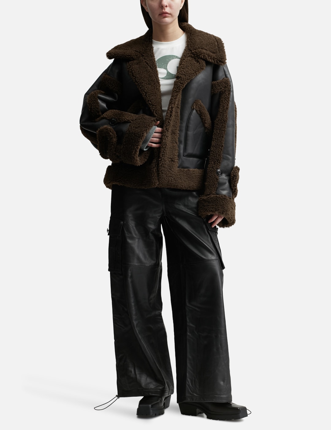 PANELED SHEARLING JACKET view 16