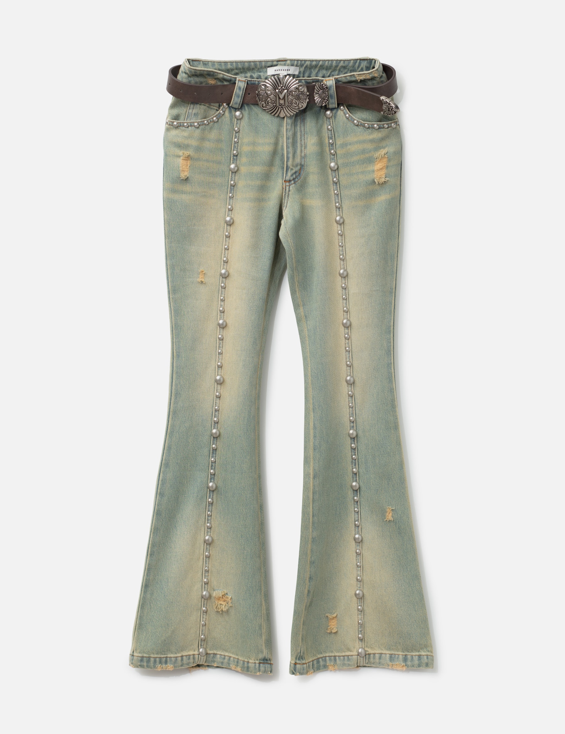 Blue Studded Flared Jeans view 16