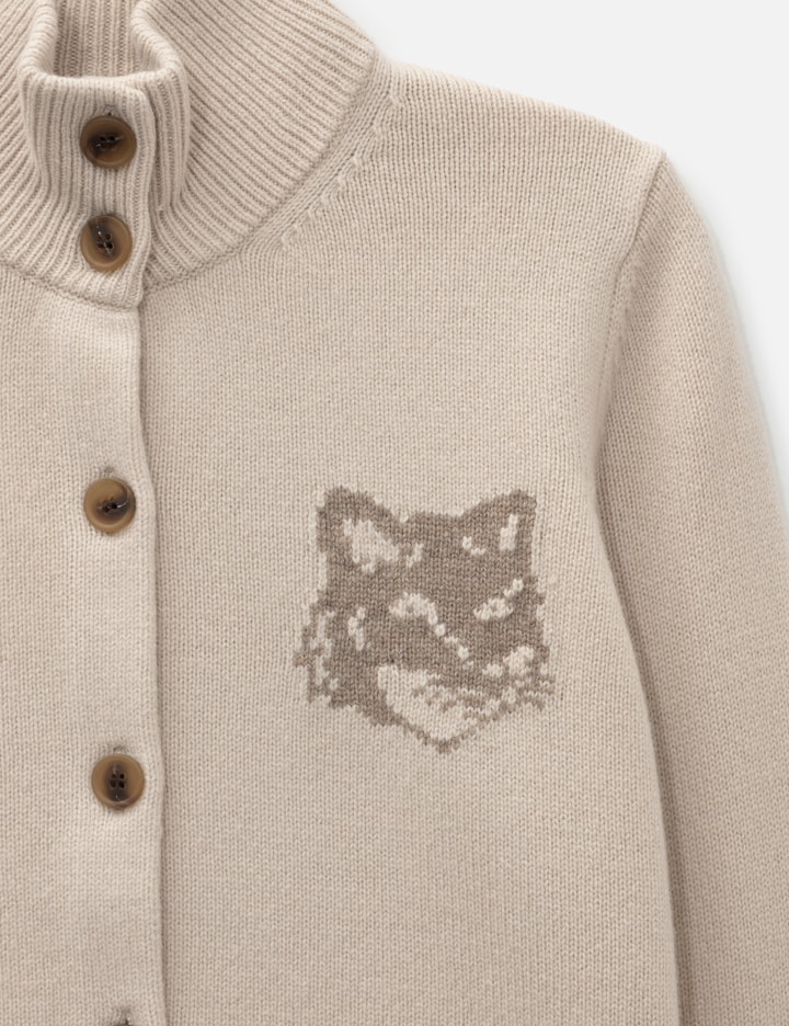 Maison Kitsuné Fox Head Intarsia Merino High Neck Cardigan