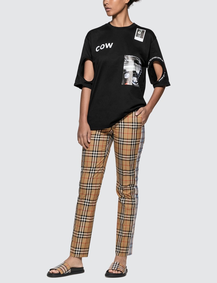 Straight Fit Contrast Check Cotton Trousers Placeholder Image