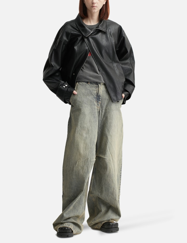 Deinet Faux Leather Bomber Jacket In Black