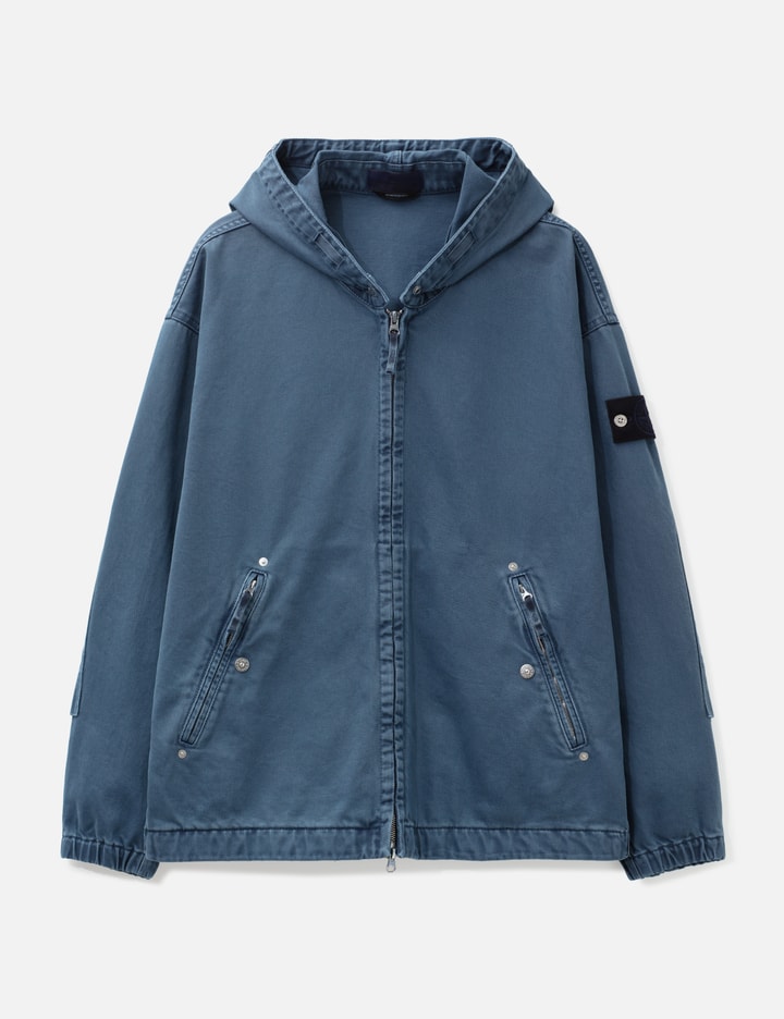 Stone Island Light Bull Denim Indigo Hooded Zipper-Up Jacket