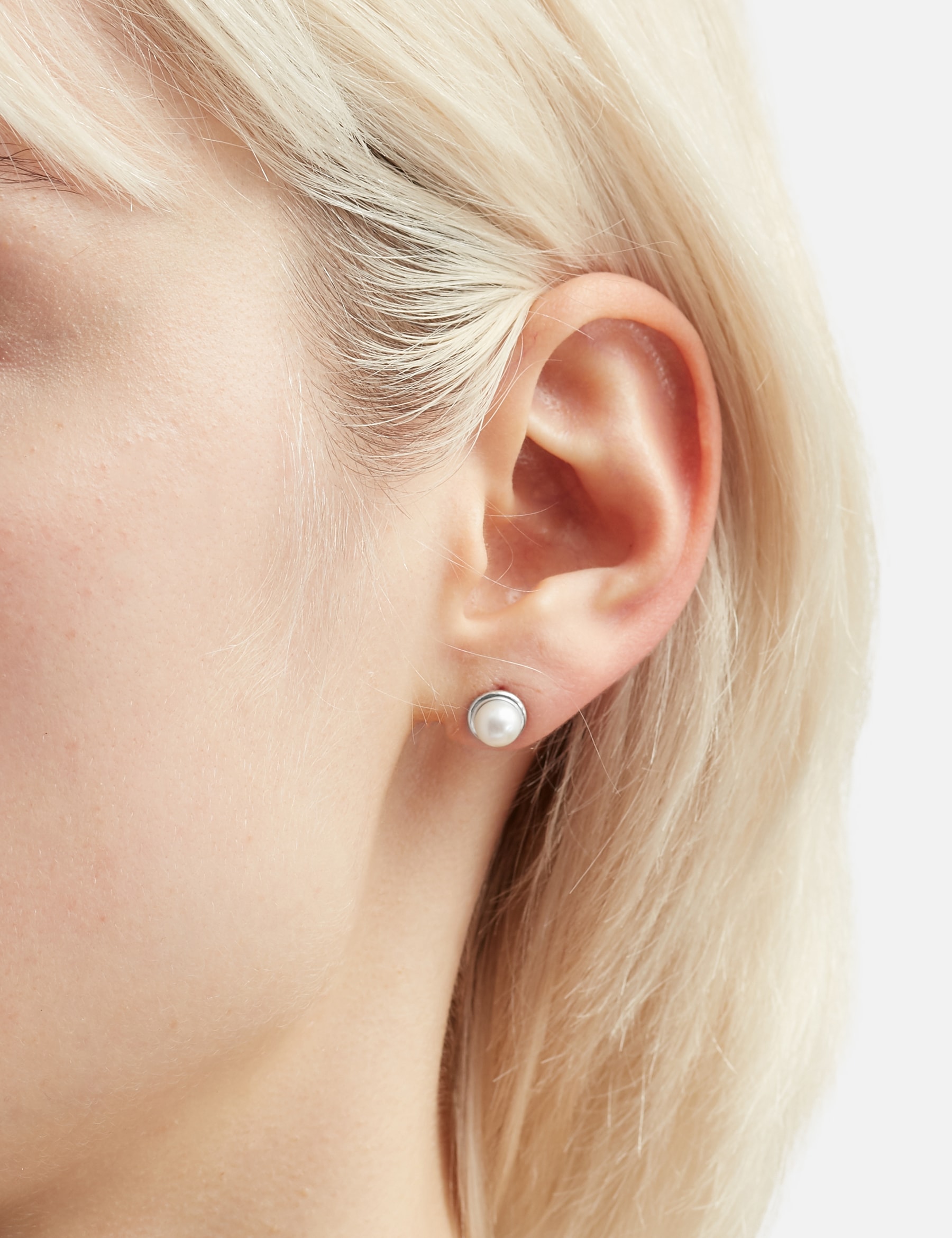Cold White 6mm Pearl Earrings view 12