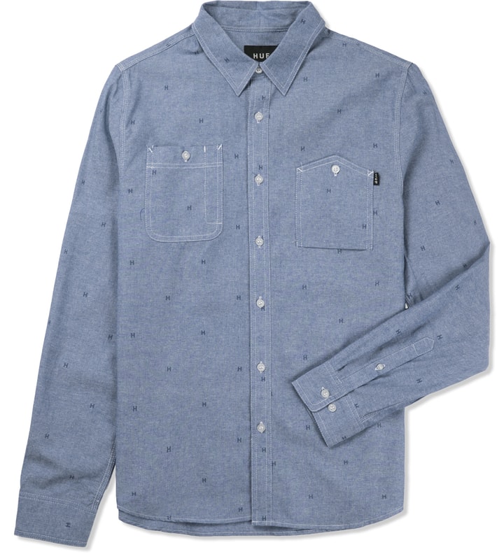 Blue H Monogram Chambray Woven Shirt Placeholder Image