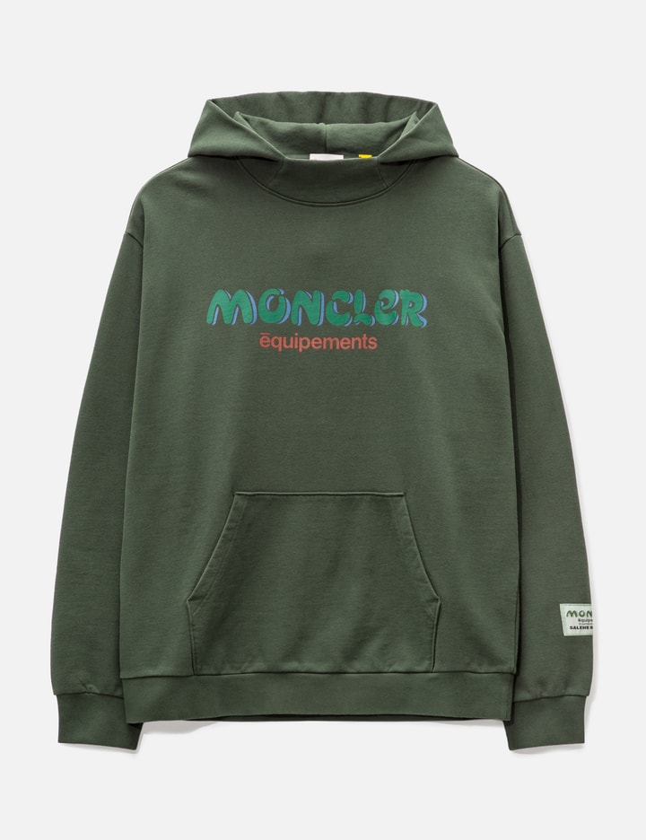 Shop Moncler Genius Logo Hoodie In Green