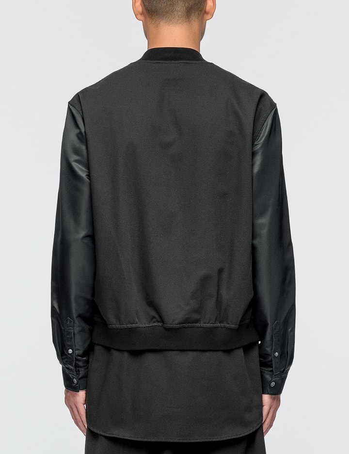 Classic Bomber Shirt Jacket with Nylon Sleeves Placeholder Image