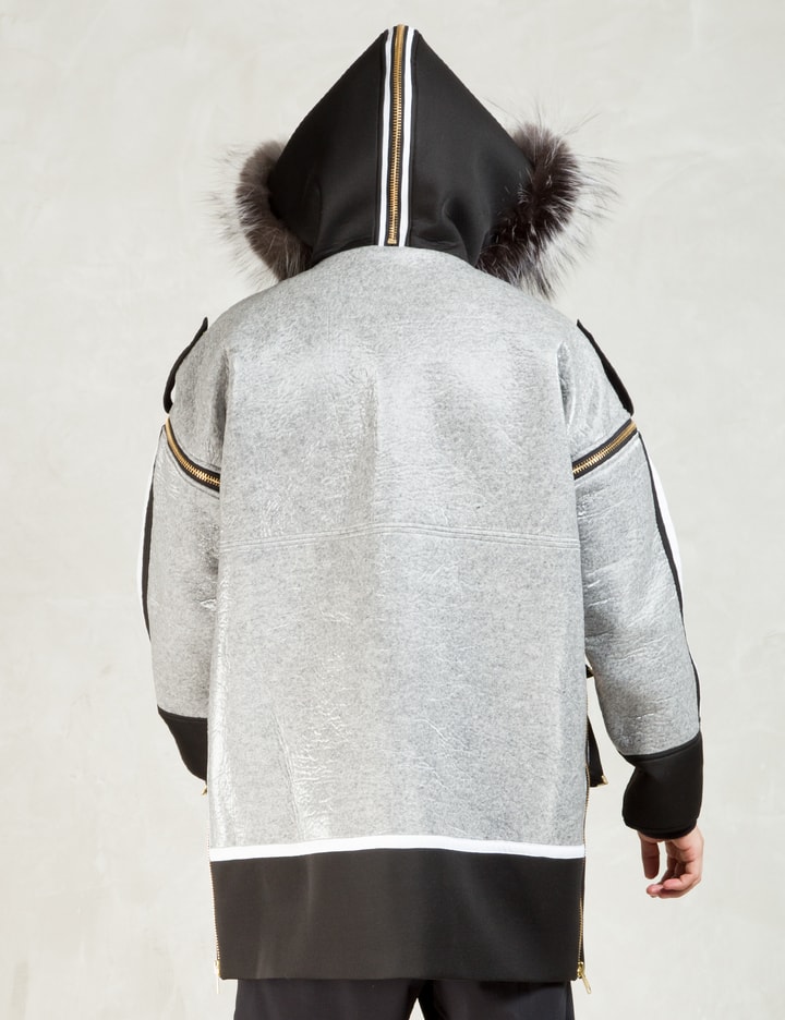 Grey/black Detact Sleeve Hooded Parka Placeholder Image