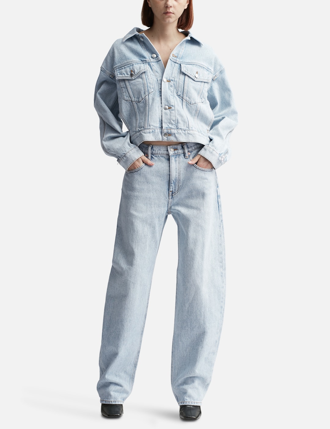 Zipped Sleeve Trucker Jacket In Denim view 16