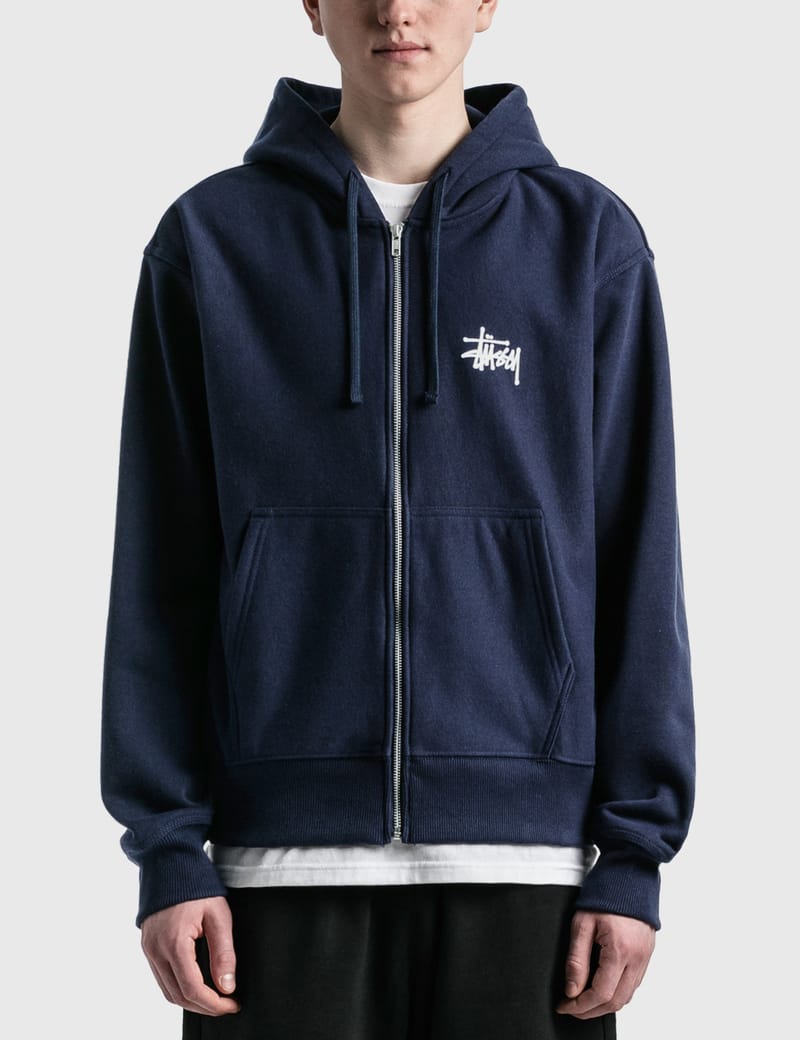 stussy basic zip hoodie