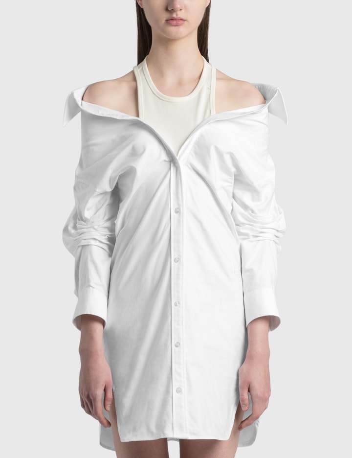 T By Alexander Wang - Off-Shoulder Shirt Dress With Inner Tank | HBX T By Alexander Wang - Off-Shoulder Shirt Dress With Inner Tank | HBX
