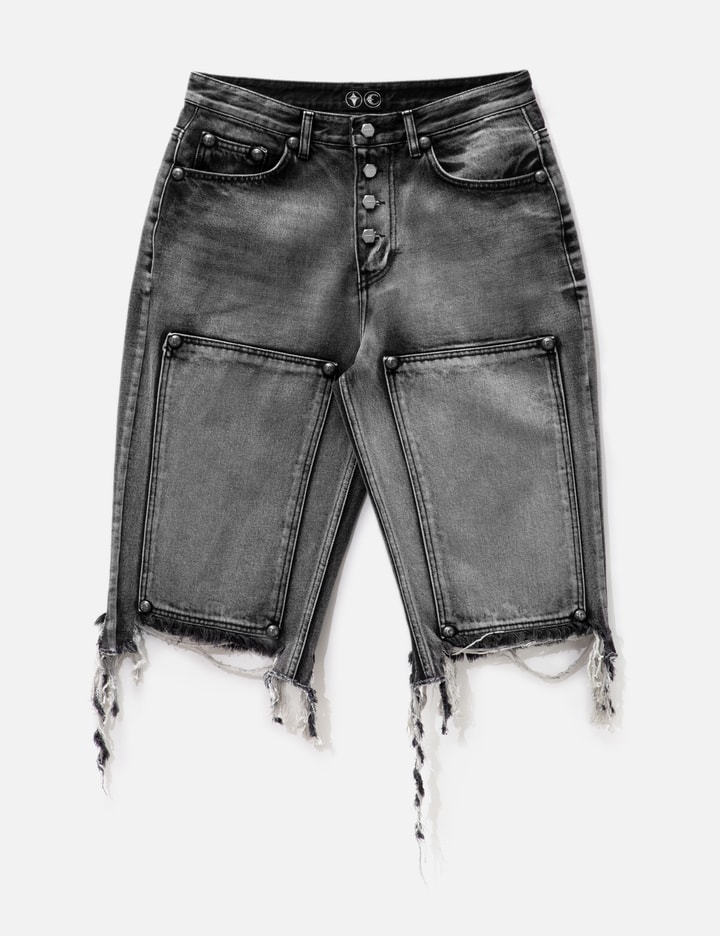 DOUBLE KNEE DENIM SHORTS Placeholder Image