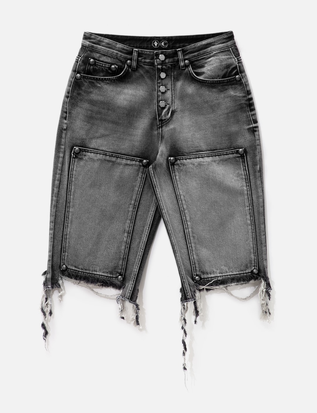 DOUBLE KNEE DENIM SHORTS view 7