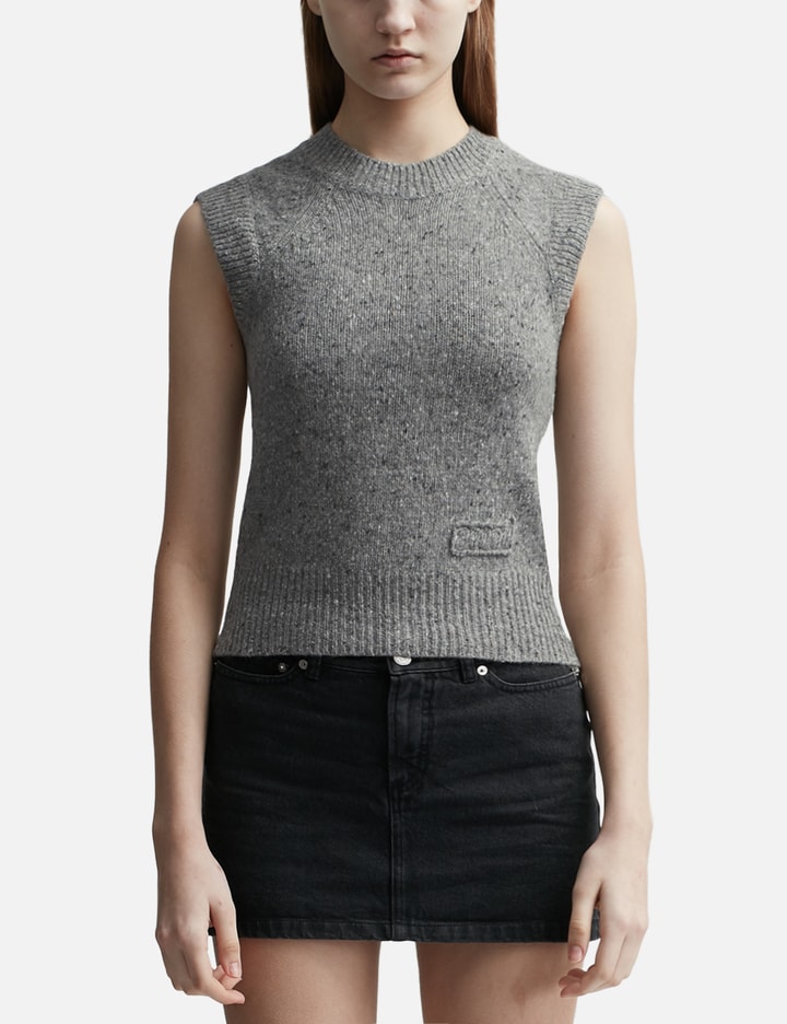 Shop Ami Alexandre Mattiussi Ami Embroidery Sleeveless Sweater In Grey