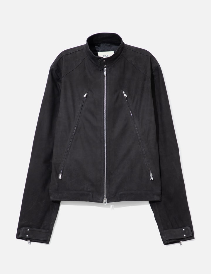 O. Files Aged Racer Suede Leather Jacket