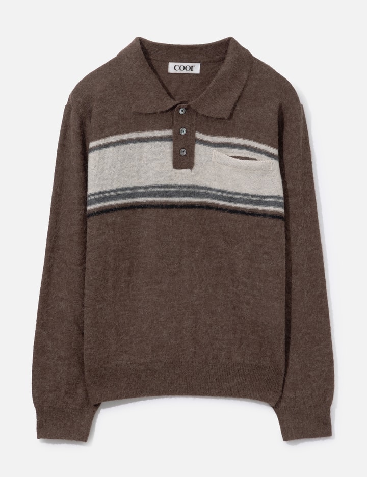 COOR Alpaca Blend Striped Polo Sweater