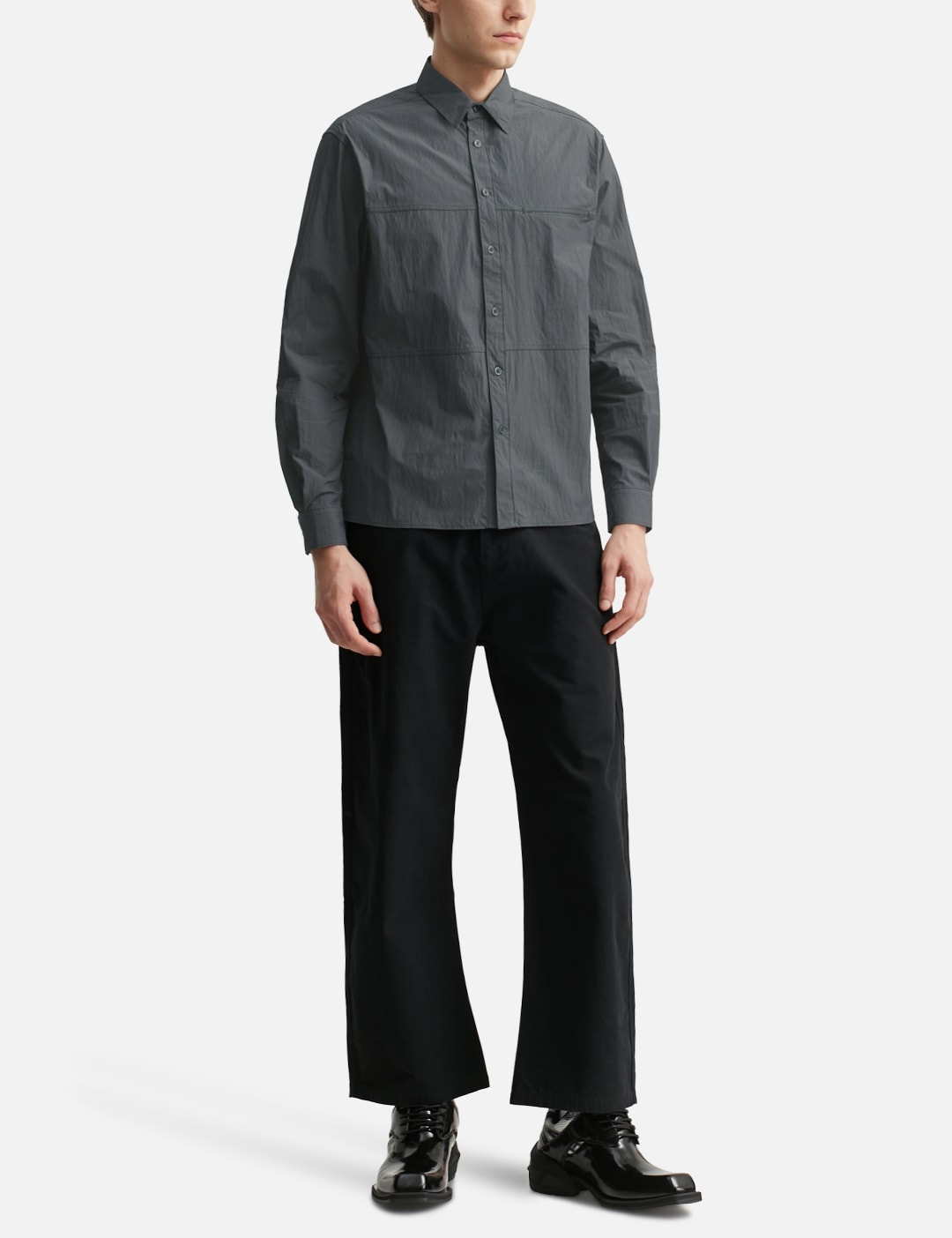 Crinkle Cotton Panel Shirt view 20