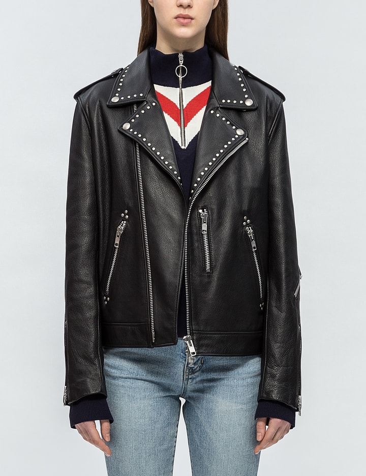 Unisex Rock Studded Leather Jacket Placeholder Image