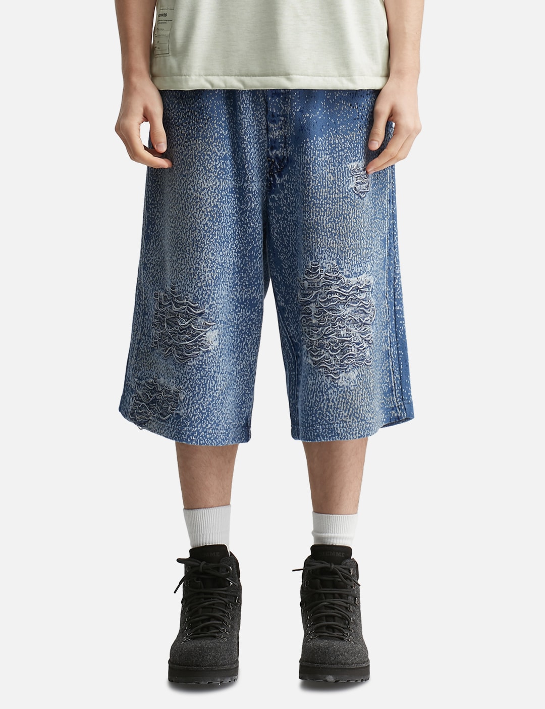 Knit Denim Baggy Shorts view 18