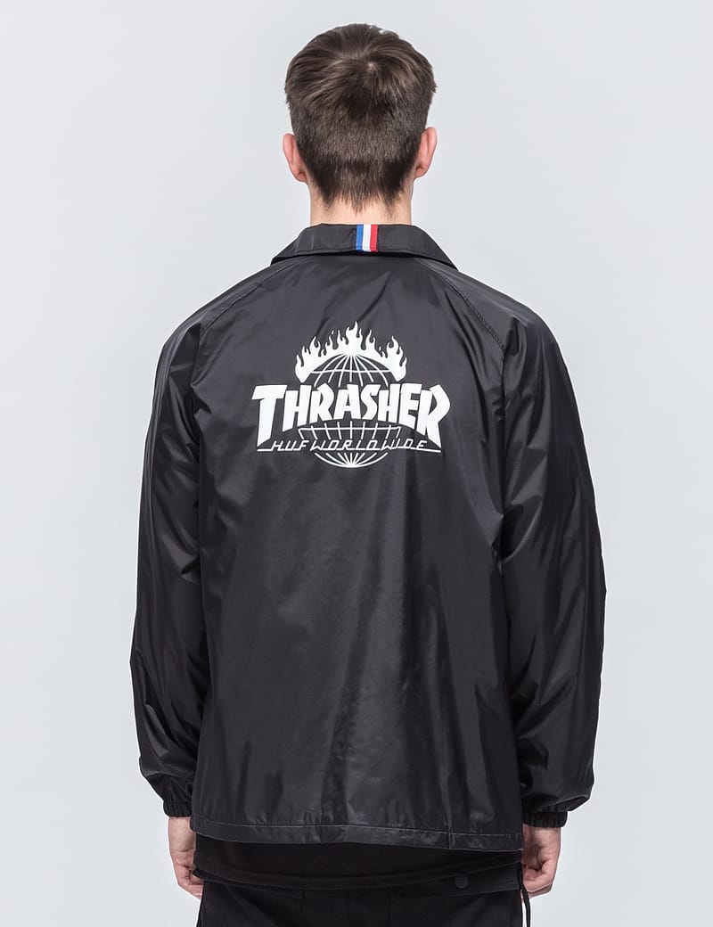 Huf x Thrasher TDS Coach Jacket - Black - Clothing from Fat Buddha 