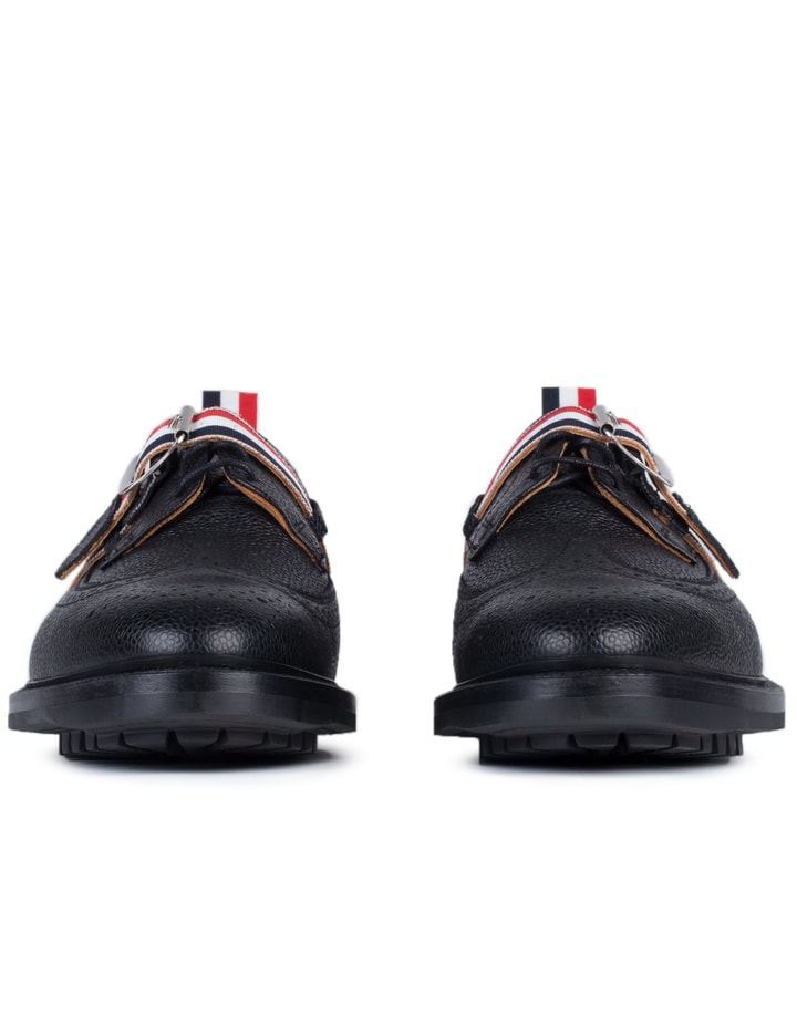 Pebble Grain Leather Classic Longwing Shoes with Commando Sole & Grosgrain Straps Placeholder Image
