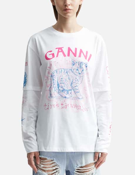 Ganni Light Jersey Cat T-Shirt