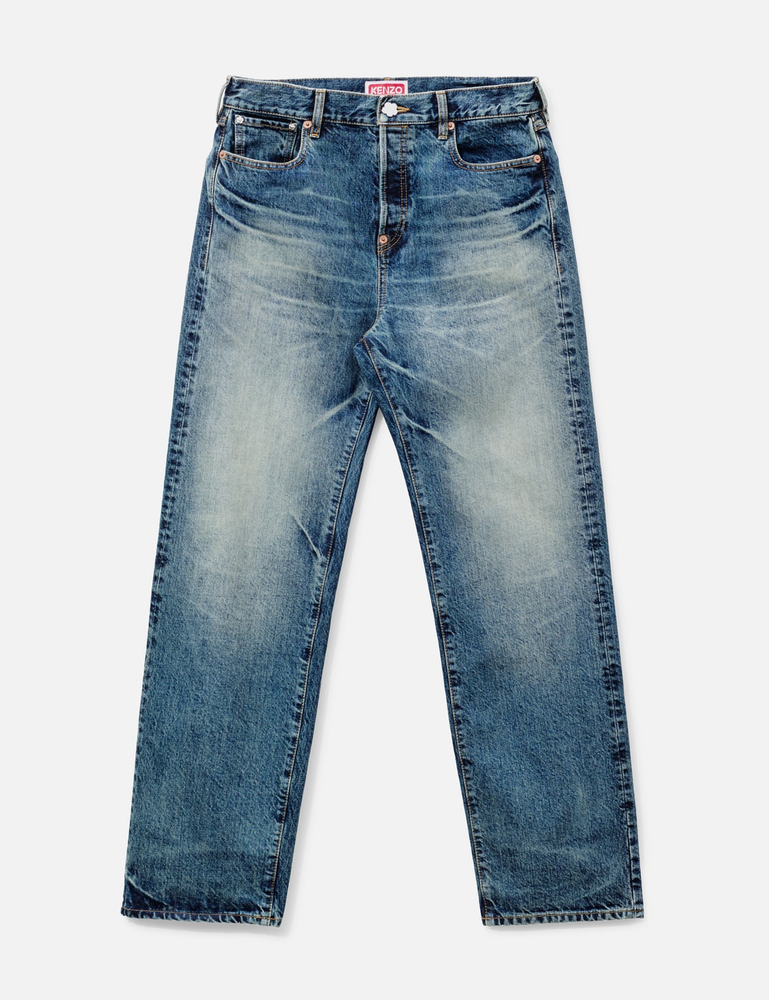 Kenzo Straight Fit Jeans In Japanese Denim In Blue/蓝色/藍色/블루/ブルー