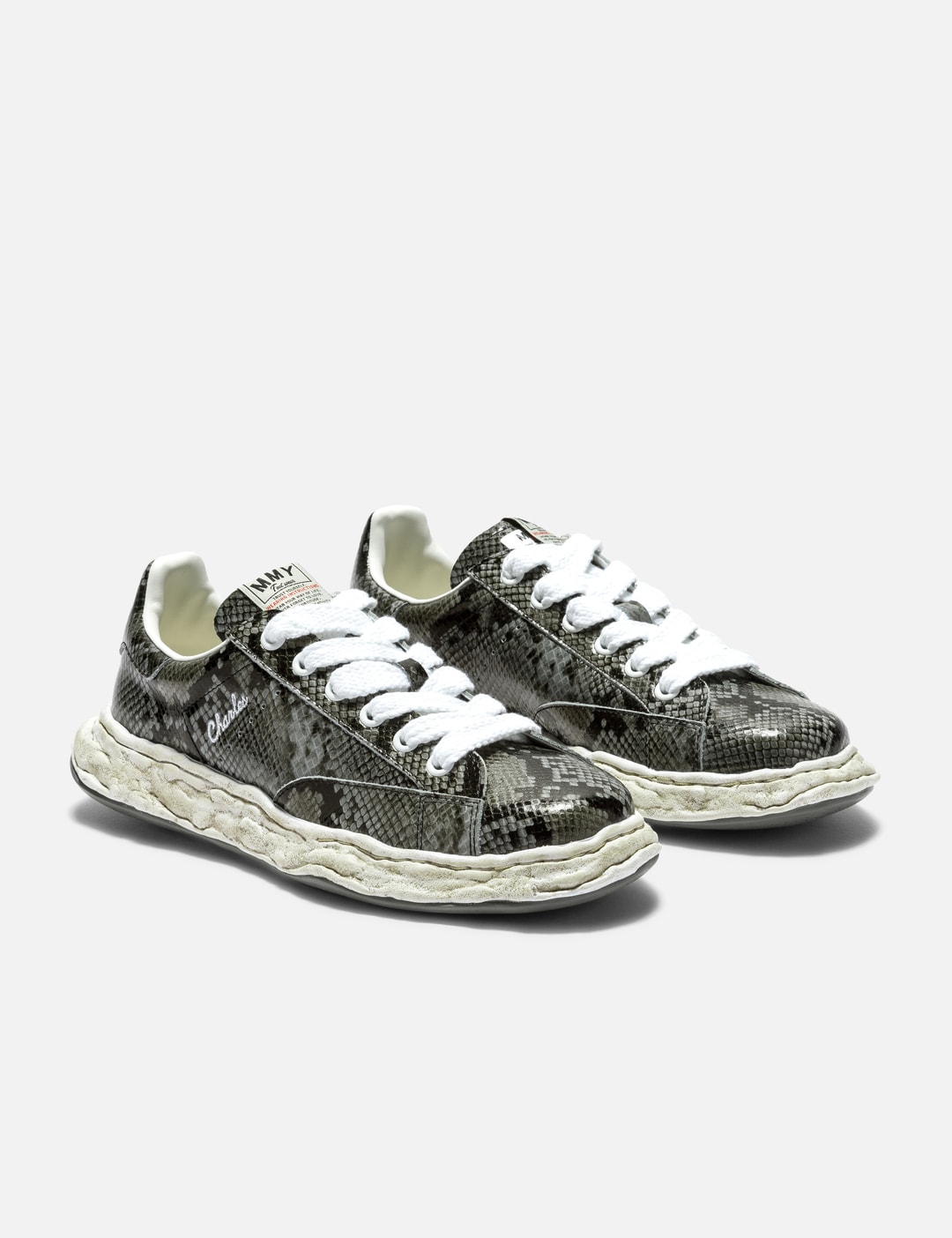 "CHARLES" OG Sole Python Printed Leather Low-Top Sneaker view 12