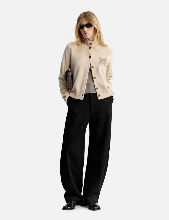Maison Kitsuné Fox Head Intarsia Merino High Neck Cardigan