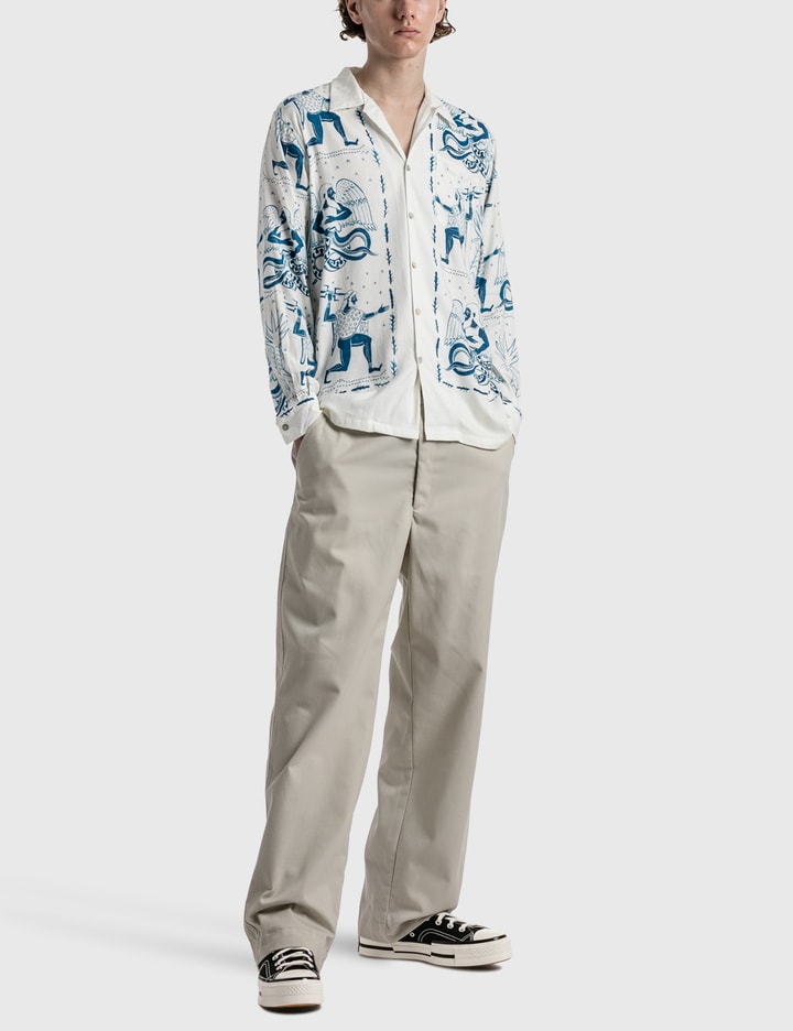 Typhon Blue Linen Long Sleeve Shirt Placeholder Image