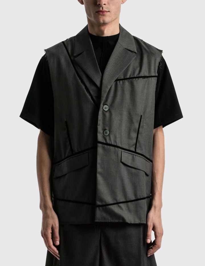 Velvet-curved Sleeveless Blazer Placeholder Image