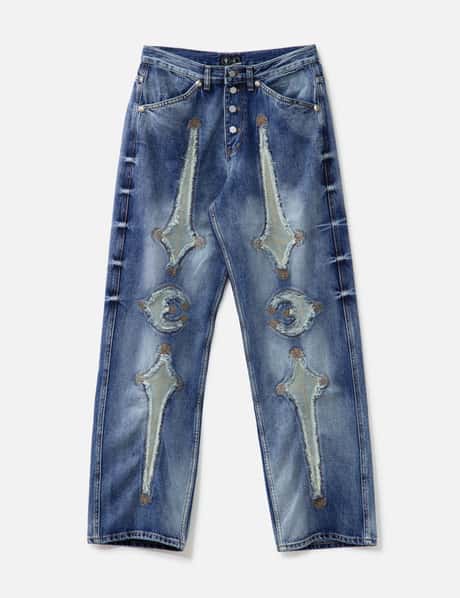 THUG CLUB TC Bone Leather Denim Pants