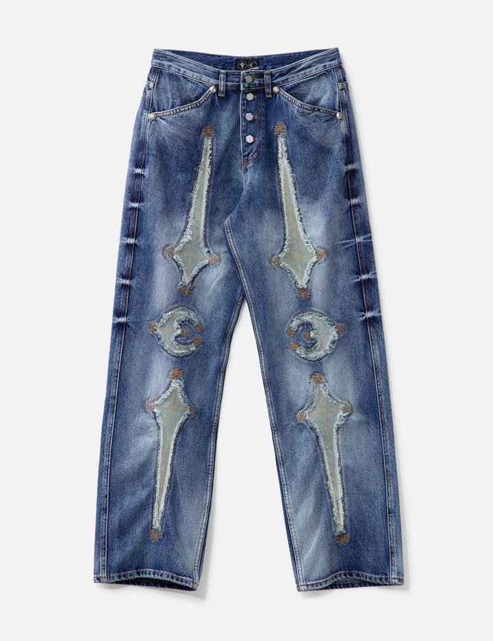 TC Bone Leather Denim Pants Placeholder Image