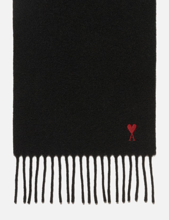 Ami Black Wool Scarf With Ami De Coeur