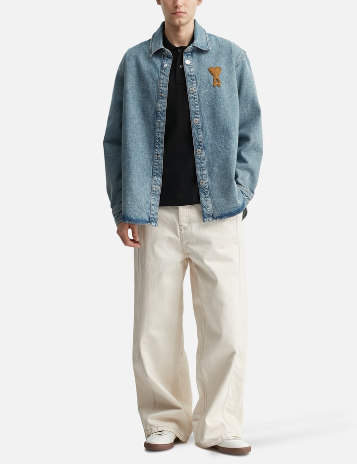 Ami Blue Cotton Knitted Ami De Coeur Overshirt