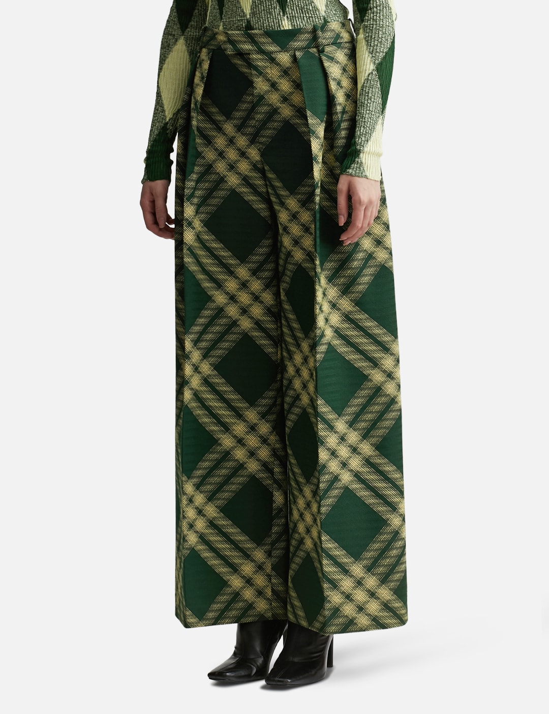 Pleated Check Wool Trousers view 14