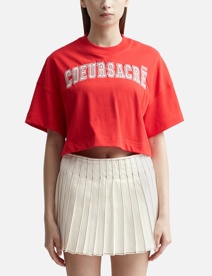 Shop Ami Alexandre Mattiussi Cropped Coeur Sacré T-shirt In Red
