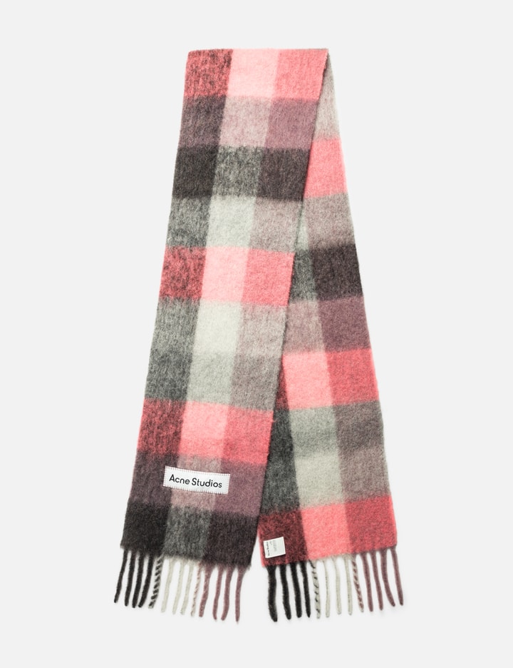 Shop Acne Studios Mohair Checked Scarf In Pink
