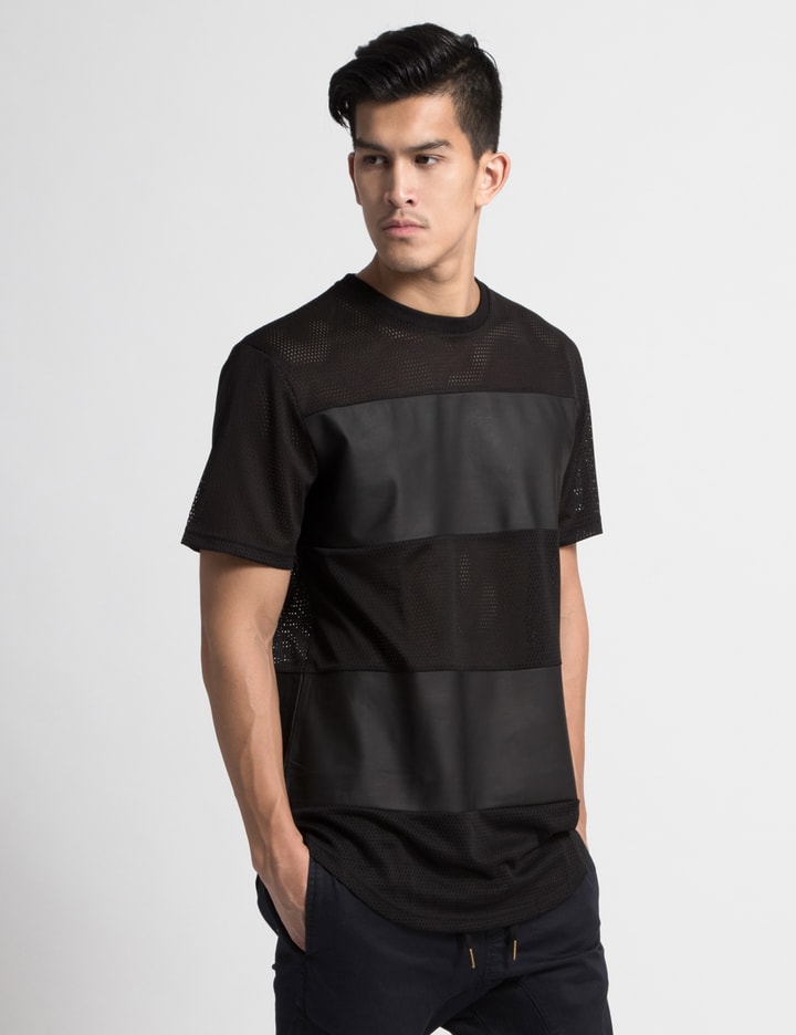 Black Leather Mesh Panel T-Shirt Placeholder Image