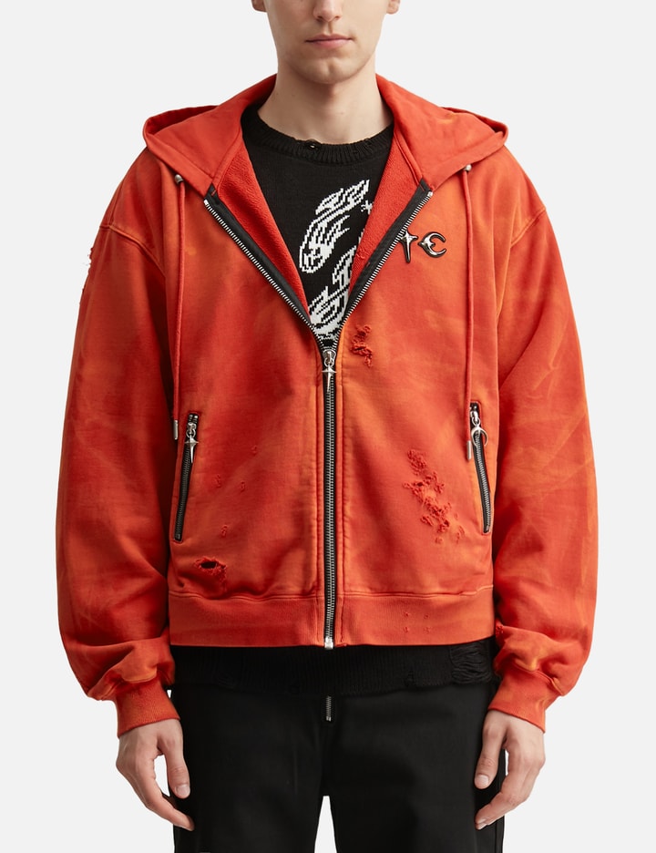 THUG CLUB Two Tone Washed Zip-Up Hoodie