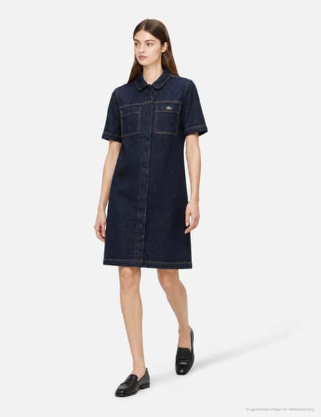 lacoste denim dress Short Sleeved Size 12 Blue Color:Custom Women's Club Long Midi rr_track_dress Ladies dresses Piqué knit fabric
