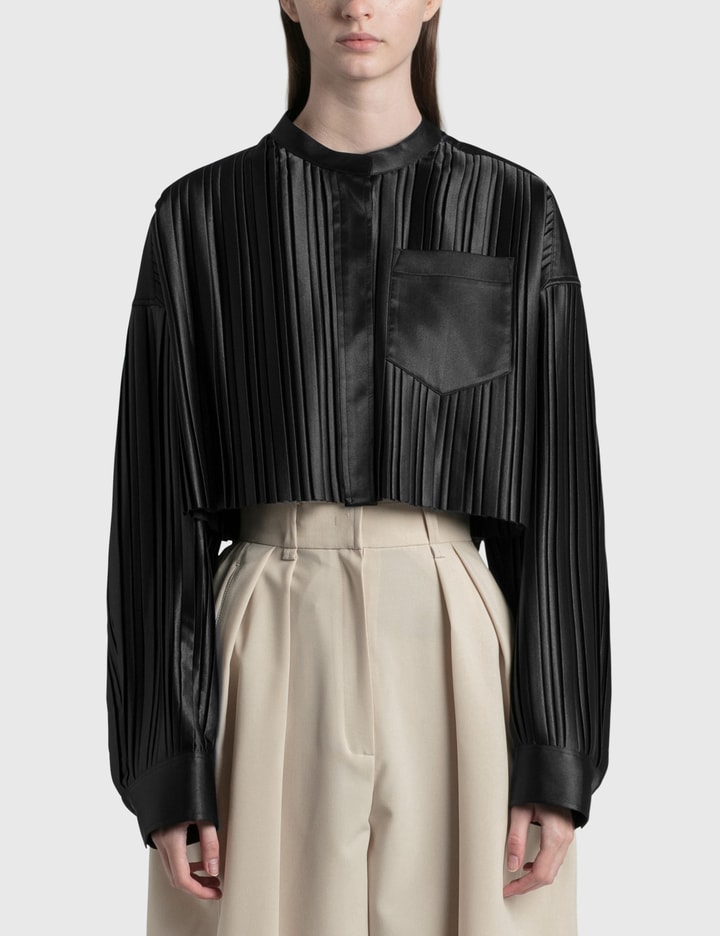 Band Collar Pleated Shirt Blouse Placeholder Image