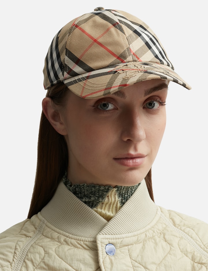 Shop Burberry Check Cotton Blend Baseball Cap In Multicolor