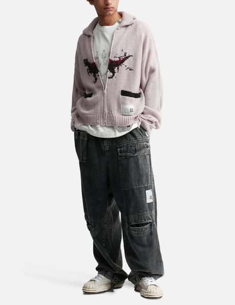 Maison Mihara Yasuhiro - Distressed DINOSAUR KNIT CARDIGAN | HBX
