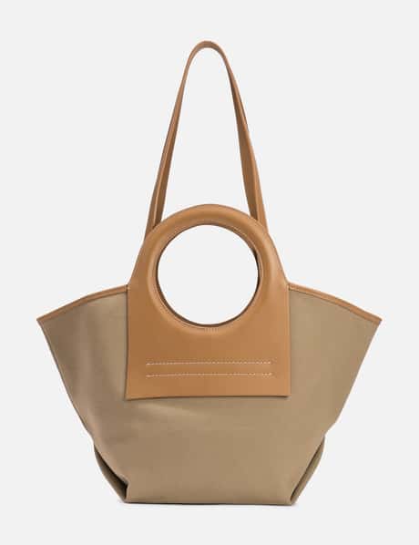 HEREU: Cala tote bag in premium canvas and leather - Beige