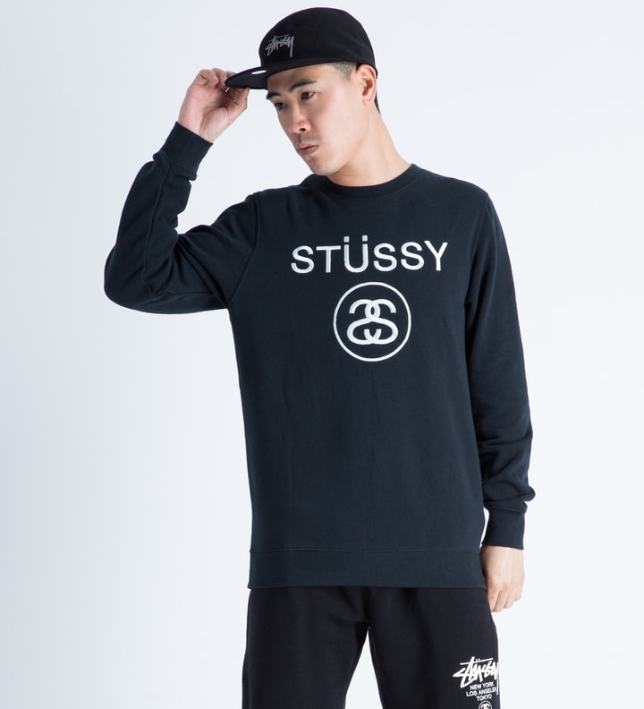 Navy Stussy Link Embossed Crewneck Sweater Placeholder Image